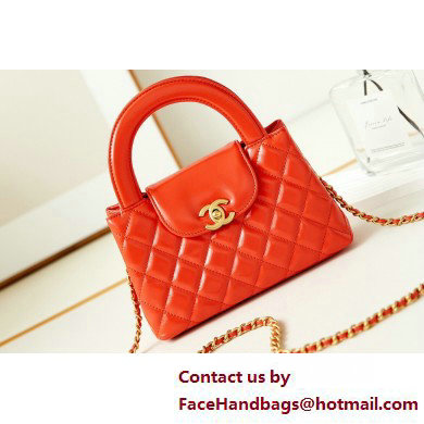 Chanel Shiny Crumpled Calfskin & Gold-Tone Metal Mini Shopping Bag AS4416 Orange 2025